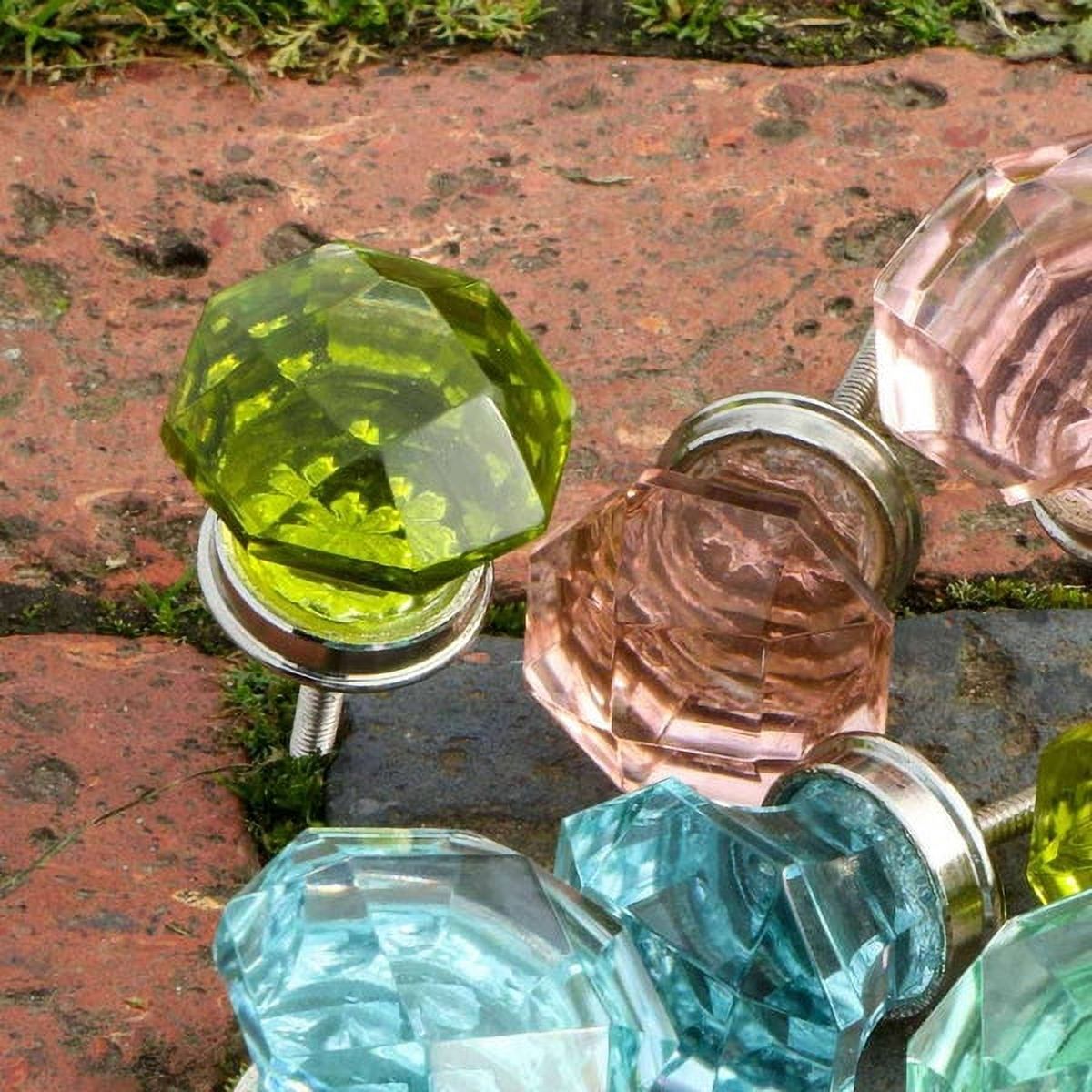 Set of Six Glass Kember Green Cabinet Knobs by Trinca-Ferro