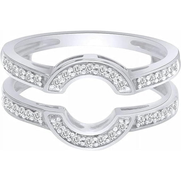 1.20Ct Round Cut White Diamond Enhancer Guard Wrap Engagement Band Ring 14k White Gold Finish-5