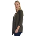 thumbnail image 2 of Simply Ravishing Women's Basic Assymetrical 3/4 Sleeve Open Drape Cardigan, Large, Olive, 2 of 5