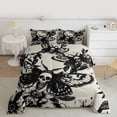 thumbnail image 2 of Manfei Moth Butterfly Bedding Comforter Set for Kid, Gothic Skull Skeleton Twin Comforter Sets, Vintage Flower Floral Reversible Bedding Set, Lightweight Room Decor, 2-Piece, 2 of 8