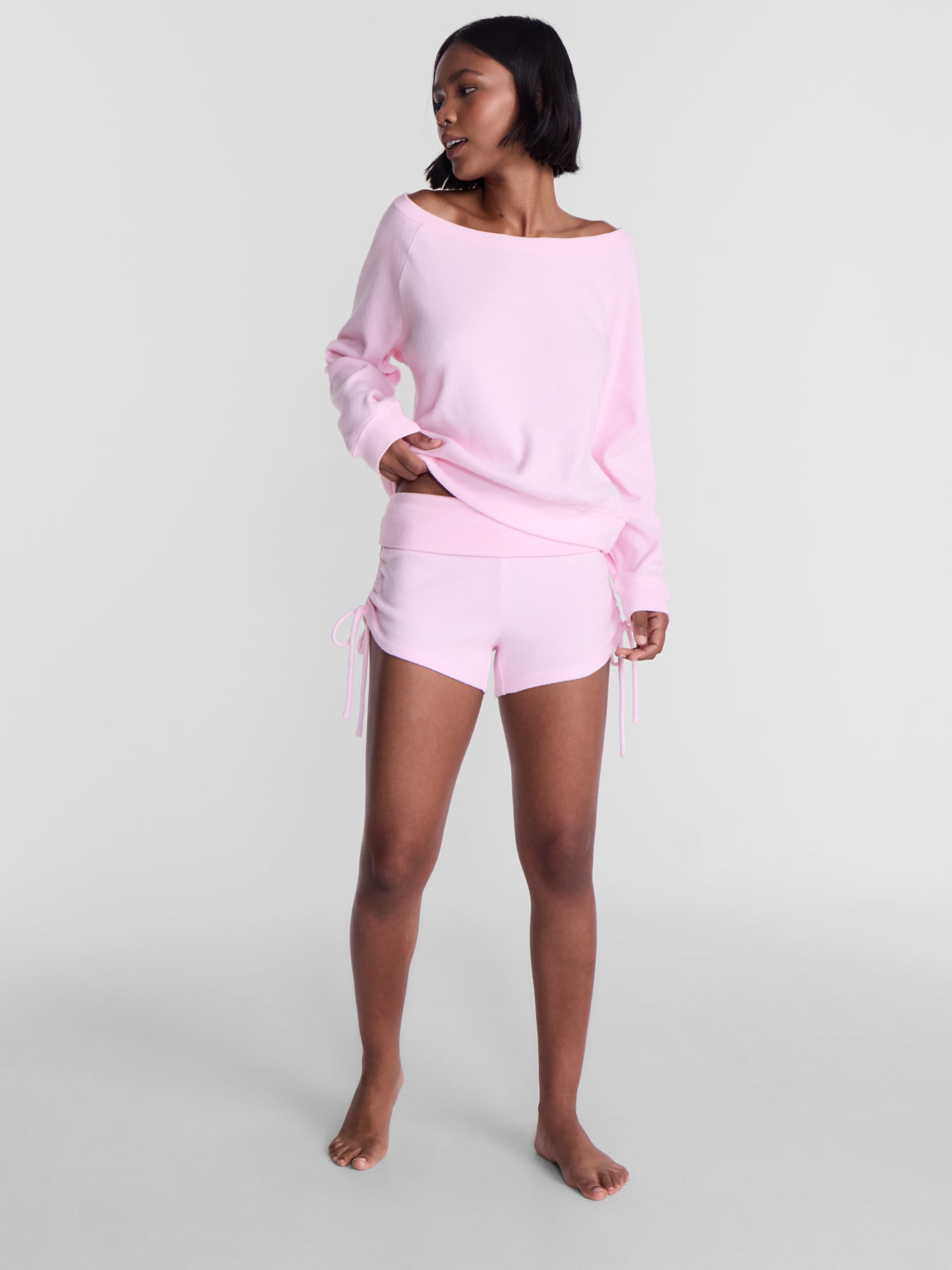 No Boundaries Waffle Knit Sleep Shorts, 2.5'' Inseam, Women’s and Women's Plus XS-2X