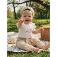 thumbnail image 6 of BemeyourBBs Preemie Newborn Baby Girl Little Sister Outfit Cute Infant Baby Girls Spring Summer Fall Clothes 0 3 6 Months Bow Ribbed Short Sleeve Romper Pants and Headband 3pcs Set, 6 of 9