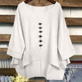 thumbnail image 3 of YuXingFu Cotton Tops for Women Crew Neck A-Line Split Hem 3/4 Sleeve for Casual Plus Size Blouses Dressy White S, 3 of 7