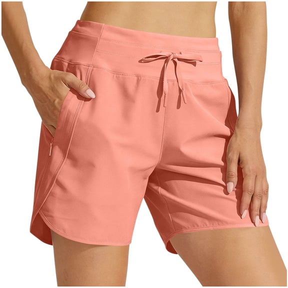 GigrtiJin Women's Athletic Shorts Quick Dry Elastic High Waisted Shorts Running Gym Yoga Lightweight Shorts with Pockets