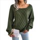 thumbnail image 1 of Suéteres Casuales de Punto con Estampado de Leopardo para Mujer, Suéteres de Larga con Cuello Redondo Verde M, 1 of 9