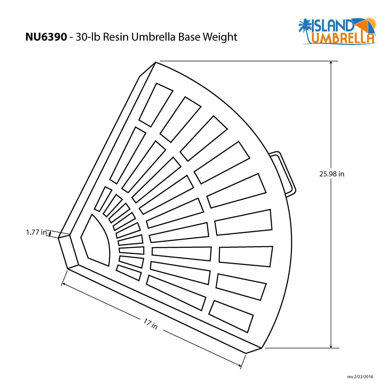Ensemble de 4 poids de base pour parasol de 30 livres en résine de couleur bronze d'Island Umbrella