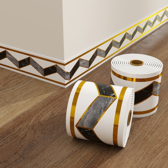 XmhyTop-A 5 Yards Self-Adhesive Wallpaper Border 3.94 Inch Wide PVC Decorative Strip, Removable Home Decor Sticker for Living Room, Bedroom,W07