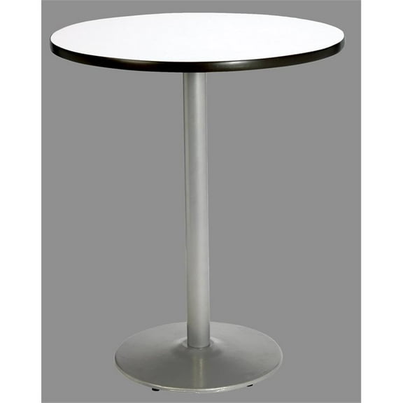 KFI Studios Mode 3.5' Round Bistro Table, Crisp Linen, Silver Base