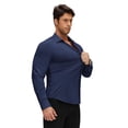 thumbnail image 4 of Youclos Men’s Solid Long Sleeve Button‑Up Dress Shirt, Stretch Wrinkle Resistant Slim Fit Shirt, 4 of 8