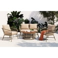 thumbnail image 2 of 4-Person Garden Set | Woven Wicker Style for Modern Look | Acacia Wood Tabletop | Spill-Resistant Non-Porous Covers, 2 of 7