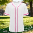 thumbnail image 4 of hlysgo Baseball Jersey for Women Full Button Mesh Embroidered Loose Fit Shirt Summer Comfy Casual Tops White,2xL, 4 of 6