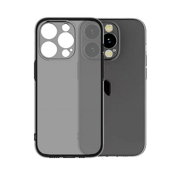 Phone case, shockproof, sturdy protection, transparent TPU anti-collision phone case for iPhone 14 6.1 inch - gray black