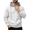 thumbnail image 3 of Sweatshirts for Men Hooded Quarter Zip Loose Pullover Winter Casual Patchwork Long Sleeve Sweatshirt with Pockets Daily Casual Athletic Wear, 3 of 7