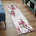 thumbnail image 4 of Pink Plum Bossom Runner Rugs 2x6 ft Ink Painting Style Flower Branches White Wood Grain Washable Hallway Rugs Non-Slip Floor Mats Absorbent Carpet Bedside Runners for Bedroom Kitchen Bathroom Laundry, 4 of 9