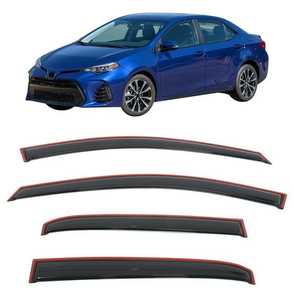Ikon Motorsports In-Channel Window Visors Fits 2014-2019 Toyota Corolla Sedan, Slim Style Side Door Rain Vent Guard Deflectors, Acrylic Smoke 4PCS