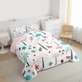 thumbnail image 3 of Feelyou Girly Pink Flamingo Queen Comforter Set, Coconut Palm Tree Bedding Sets, Summer Beach Reversible Bedding Comforter Set, Ultra Soft Home Decor, 3 Pieces, 3 of 8