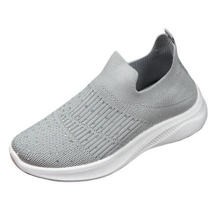 

NIEWTR Womens Sneakers Slip on Walking Shoes Breathable Running Shoes Lightweight Mesh Gym Shoes Non Slip Workout Sneakers Shoes(Grey 7)