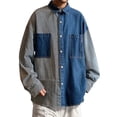 thumbnail image 2 of Men's Warm Jacket 2023 Jacket Men's Denim Patchwork Long Sleeved Shirt Handsome Stylish Loose Casual Fashion Coat, 2 of 4