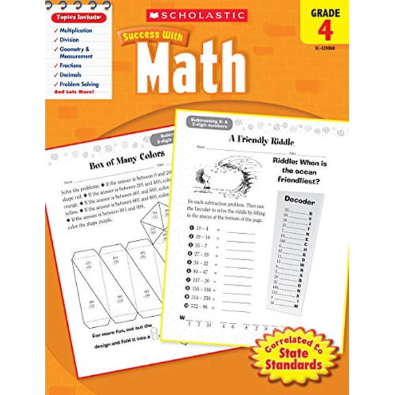 Pre-Owned Scholastic Success with Math, Grade 4 (Paperback) 0545200687
