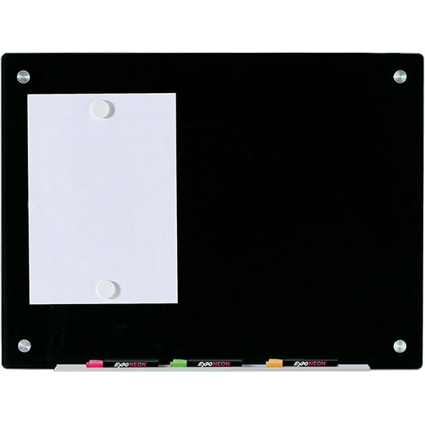 AudioVisual Direct Glass DryErase Whiteboard Set 18" x 24" Black)