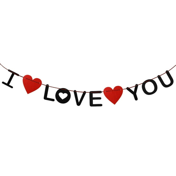 TAILTOSS Festive Pennant I Love You Banner Heart Shaped Non Woven Fabric Valentine S Day Decor 1 Set