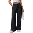 thumbnail image 5 of Women’s High Waisted Sweatpants Wide Leg Lounge Pants with Drawstring Elastic Waist Casual Workout Jogger Trousers with Pockets, 5 of 7