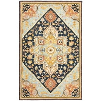 Oriental Weavers Alfresco Hand-made Wool Area Rug - 28408 - 8' x 10' - in Navy/ Rust - Vintage Inspired, Hand-Made Wool Rugs, Dining, Living Room Rug