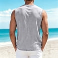 thumbnail image 5 of Linen Tank Tops for Men Breathable V-Neck Sleeveless Shirts Relaxed Fit Summer Casual Big and Tall T-Shirt, 2XL, 5 of 5
