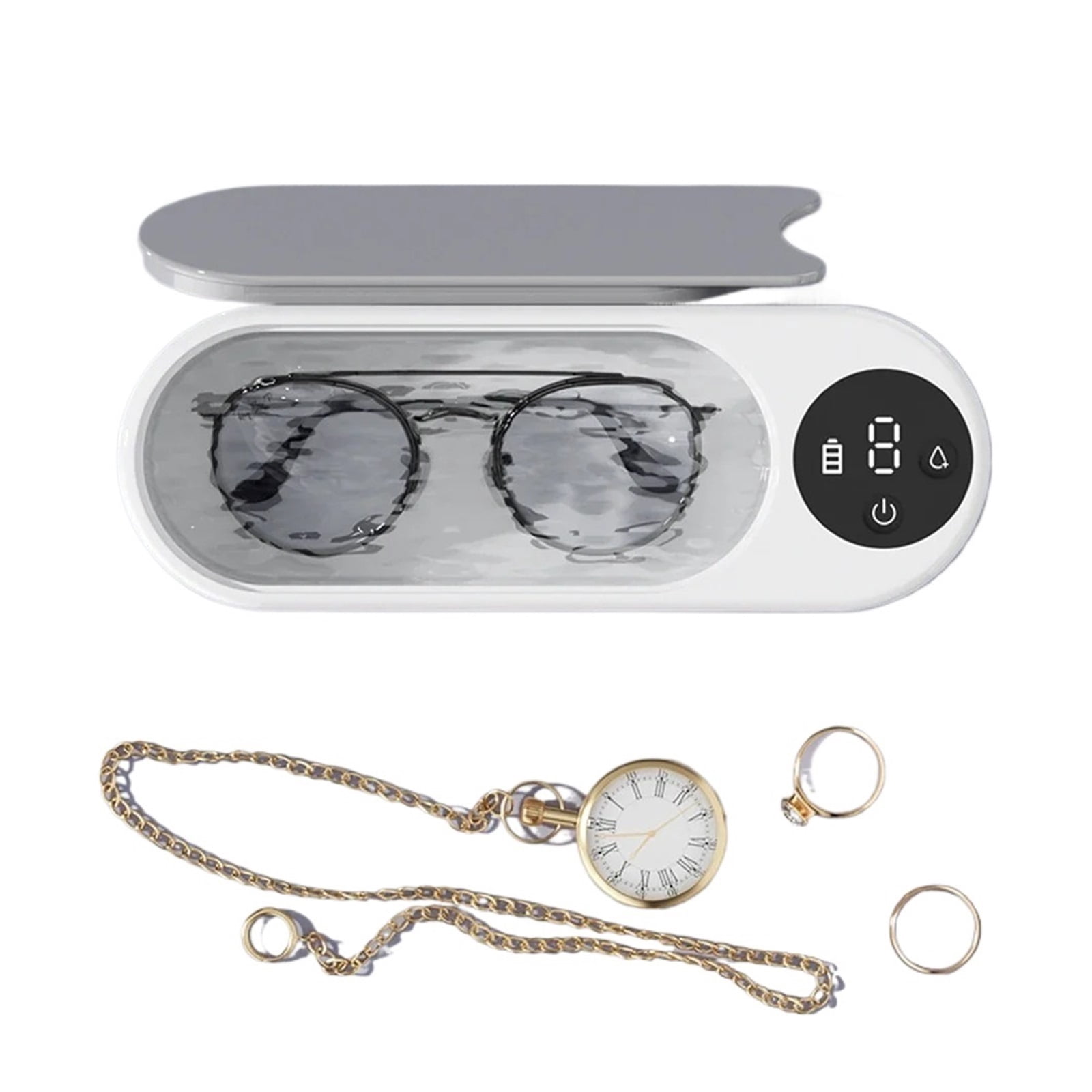 Ultrasonic Jewelry Cleaner Machine Portable Glasses Cleaner Eyeglass Washing Tool USB Rechargeable for Retainer Eyeglass Watches