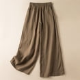 thumbnail image 4 of Lovskoo Wide Leg Pants for Women Cotton and Linen Summer Loose High Waisted Slim Solid Color Pants Khaki, 4 of 9