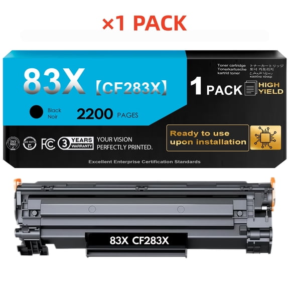 83X Black Toner Cartridge (with Chip) for 83X CF283X Toner Cartridge for Pro M201n M125nw M125rnw M127fw M225dw M127fn M201dw M225dn M125a M225nw Printer (1 Pack)