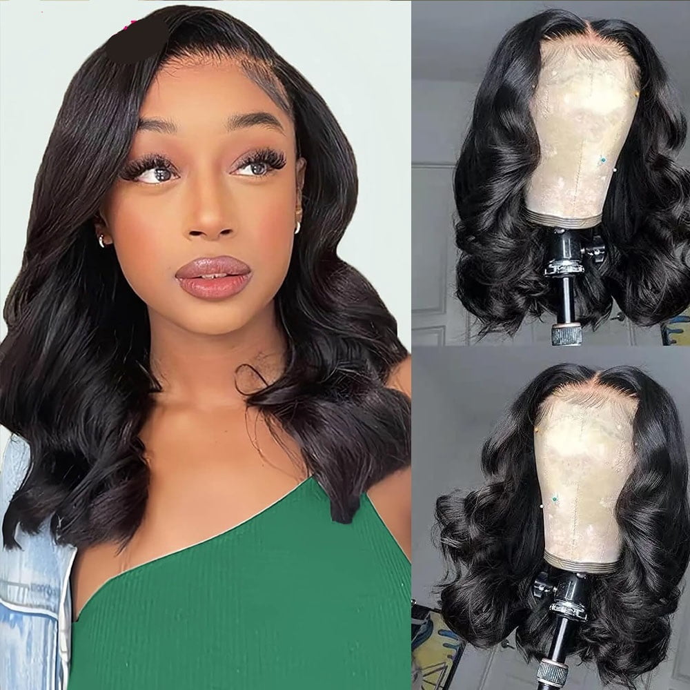 250% Density Bob Wig Body Wave Wear for Women 100% Human Hair Pre Plucked Lace Wig