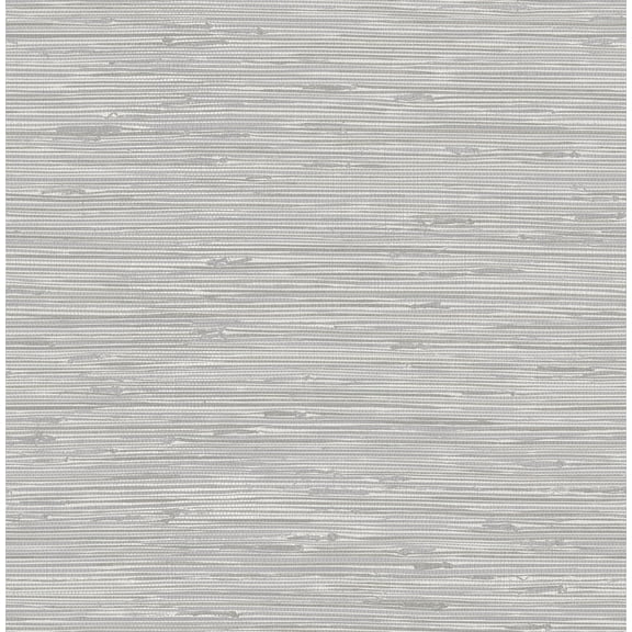 NuWallpaper Tibetan Grasscloth Silver Vinyl Peel And Stick Wallpaper, 216-in by 20.5-in, 30.75 sq. ft.