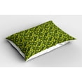 thumbnail image 2 of Ambesonne Floral Pillow Sham 2 Pack, Hawaiian Flowers and Leaves, 36"x20", Forest Green Apple Green, 2 of 3