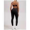 thumbnail image 3 of PISONIC Workout Workout Sets Color Block Twist Back Layered Sports Bra Twist Waist Leggings Gym Yoga Outfits, 3 of 9