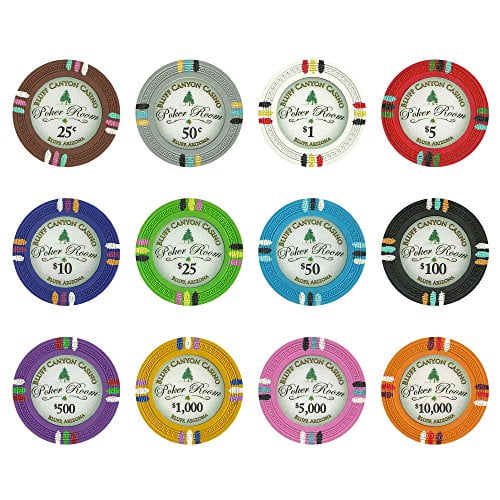 Bluff Canyon 13.5g Poker Chips 25-pack $10,000 Heavyweight Clay Composite 