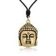 thumbnail image 1 of Buddha Head Yoga Meditation Size L Brass Charm Necklace Pendant Jewelry With Cotton Cord, 1 of 1
