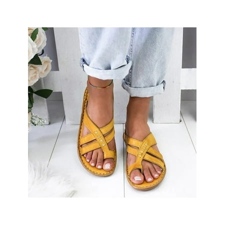 

Avamo Women s Slipper Toe Ring Sandals Ladies Summer Holiday Beach Slipper Flat Shoes