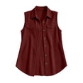 thumbnail image 6 of QIYAGBSA Waffle Knit Vest for Women Long Sleeveless Cardigan Vest Button Down Lapel Collar Flap Pockets Side Slits Soft Layering Fall Spring Casual Errands Travel (Wine, S), 6 of 8