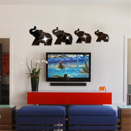 - Jesuscrandsall 4pcs Elephant Mirror Wall Sticker Decor Art DIY Home Decal Mural New