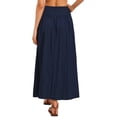 thumbnail image 3 of Summer Flowy Long Skirts for Women 2026 Elastic High Waist Casual Maxi Skirt XS Dark Blue, 3 of 6