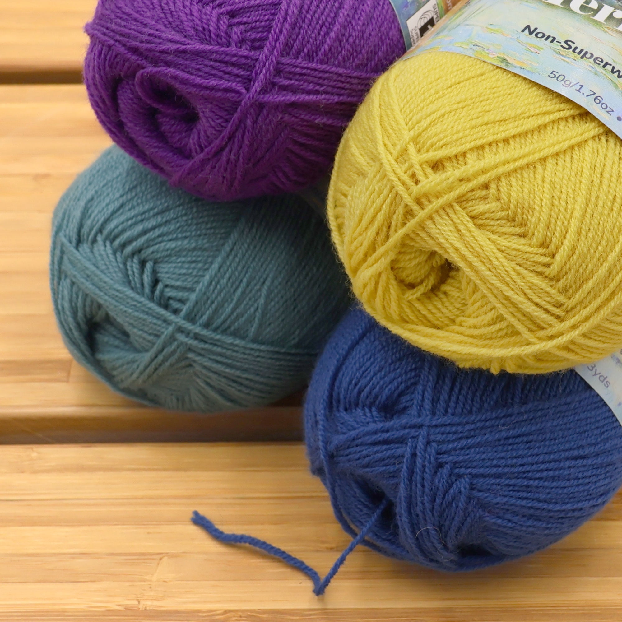 JubileeYarn Merino Au Naturel Yarn - 50g/Skein Super Fine Non-Superwash Merino Wool - Shades of Blue - 4 Skeins
