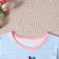 thumbnail image 6 of Girls Light Blue Striped Pumpkin Dress Short Sleeve with Pockets for Kids Fall Hall-oween Thanksgiving,Size 6 T, 6 of 9