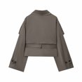thumbnail image 3 of GigrtiJin Womens Cropped Jacket Solid Color Lapel Button Down Long Sleeve Casual Outwear with Belt Trendy Comfy Outcoat, 3 of 6