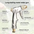 thumbnail image 5 of Pistola de riego de metal, pulverizador de pistola de agua de alta presión, resistente, para jardín, color plateado, 5 of 5