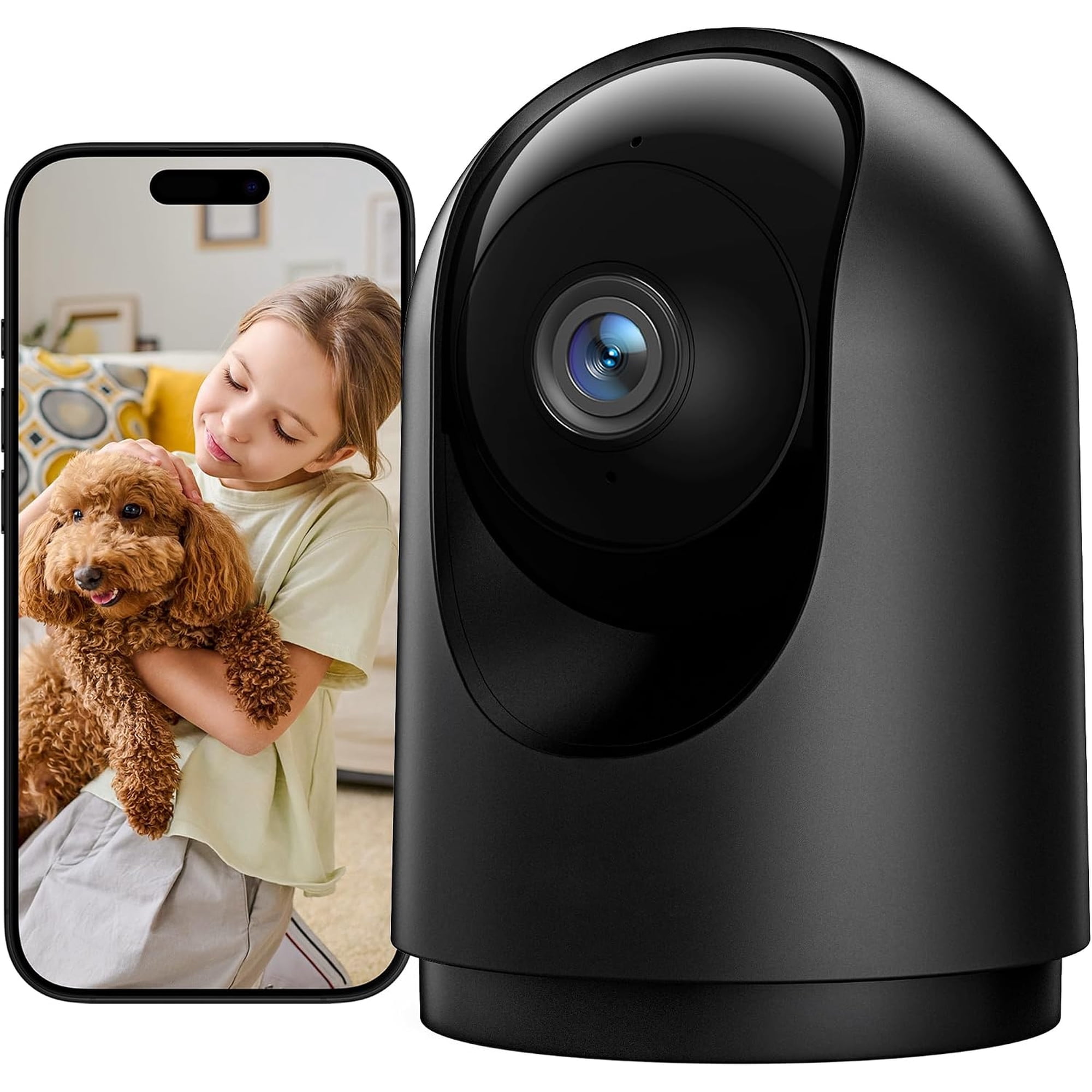 2K Indoor Security Camera, Motion Detection, Night Vision & 2-Way, TF/Cloud Storage, Works with Alexa & Google Home, 2.4G WiFi
