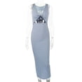 thumbnail image 3 of Valcatch Women's Tie Knot Cut Out Side Split Hem Sleeveless Knit Bodycon Maxi Dress, 3 of 6
