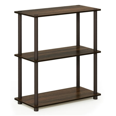 Slotted Display Shelf - Furinno Turn-N-Tube 3-Tier Compact Multipurpose Shelf Display Rack, 10024WN/BR