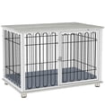 thumbnail image 1 of PawHut Meuble pour Cage de Chien, Table d'Appoint pour Chenil avec Coussin Lavable, Gris, 1 of 10