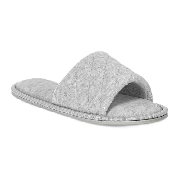 Joyspun Women's Quilted Single Band Slide Slippers, Wide-Width Available